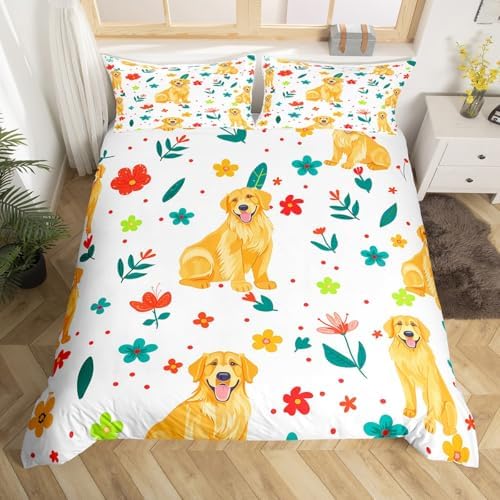 Erosebridal Queen Duvet Cover Set with Cartoon Dogs Design