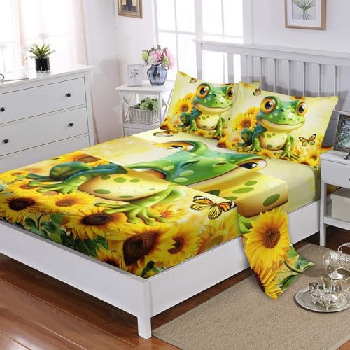 Cartoon Green Frog Sheet Set 4Pcs Kids Bedding