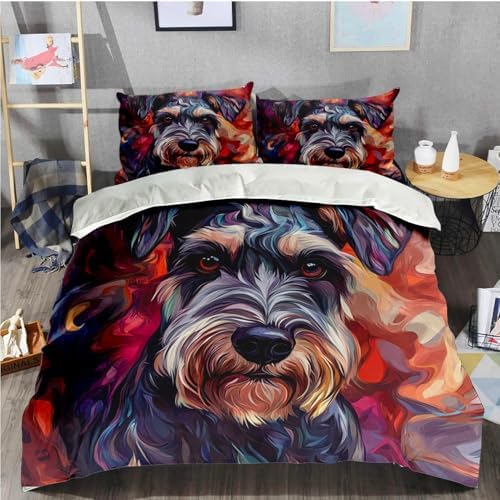 Standard Schnauzer 3D Print Duvet Cover Set for Kids
