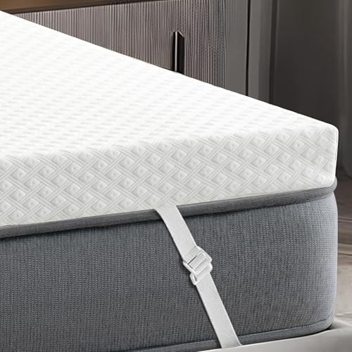 BEDHOURS Cooling Gel Memory Foam Mattress Topper Queen Size
