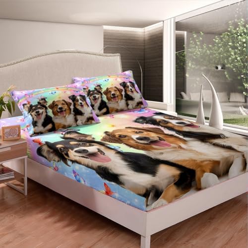 Feelyou Cute Dog Bed Sheet Set for Kids Boys Girls Brown