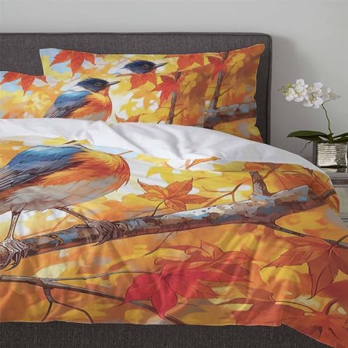 LooPoP Fall Bird Duvet Cover Set 3 PCS California King