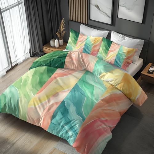 California King Duvet Cover with Marble Pattern 3 Piece Set