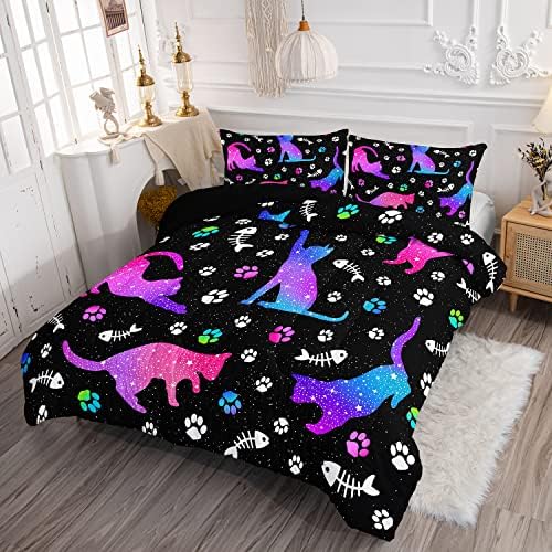 Axolotl Gradient Blue Cat Comforter Set 3Pcs