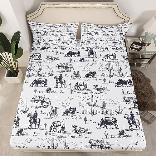 Feelyou Western Bed Sheet Set Full Size Vibrant Design