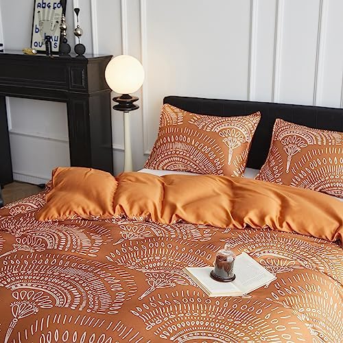 SimpleOpulence Boho Cooling Duvet Cover Set - King Size Rust
