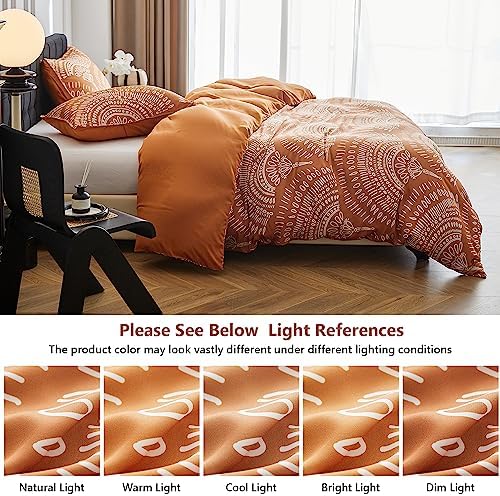 SimpleOpulence Boho Cooling Duvet Cover Set - King Size Rust