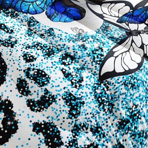 Ntlfup Blue Butterfly Comforter Set for Girls Twin Size