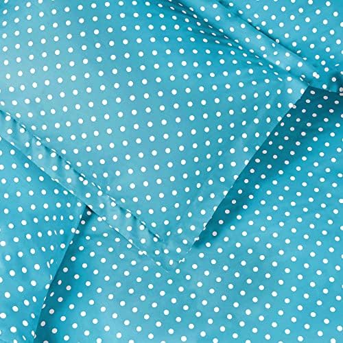 SUPERIOR Duvet Cover Set with Button Closure Aqua Polka Dot KingCalifornia King