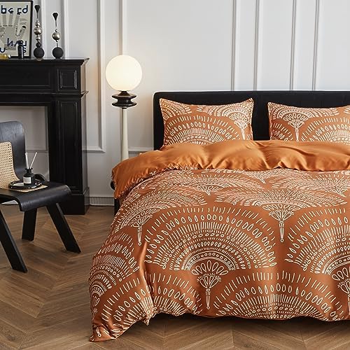SimpleOpulence Boho Cooling Duvet Cover Set - King Size Rust