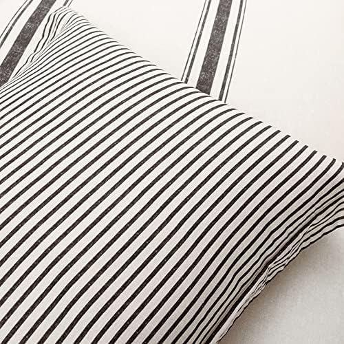 Farmhouse Stripe Reversible Cotton Duvet Cover Set Twin XL