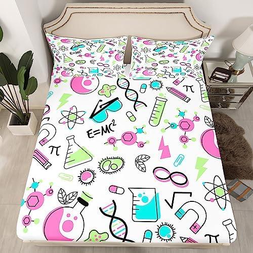 Erosebridal Science Theme Twin Fitted Sheet Set