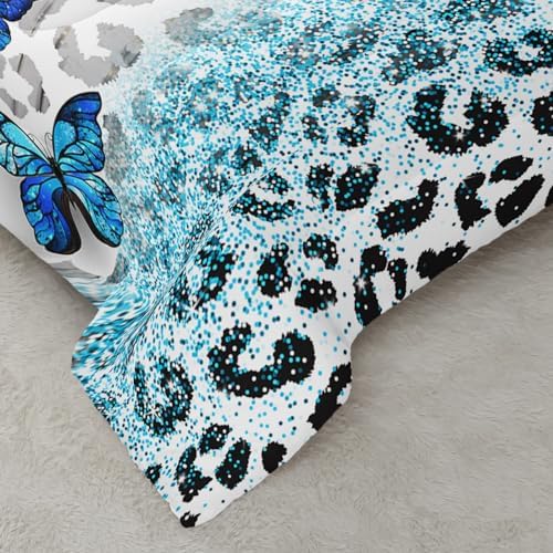 Ntlfup Blue Butterfly Comforter Set for Girls Twin Size