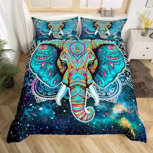Feelyou Elephant Duvet Cover Set 3Pcs Zipper Queen Size