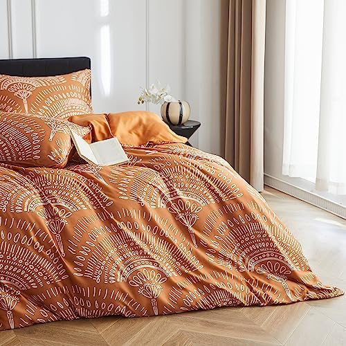 SimpleOpulence Boho Cooling Duvet Cover Set - King Size Rust